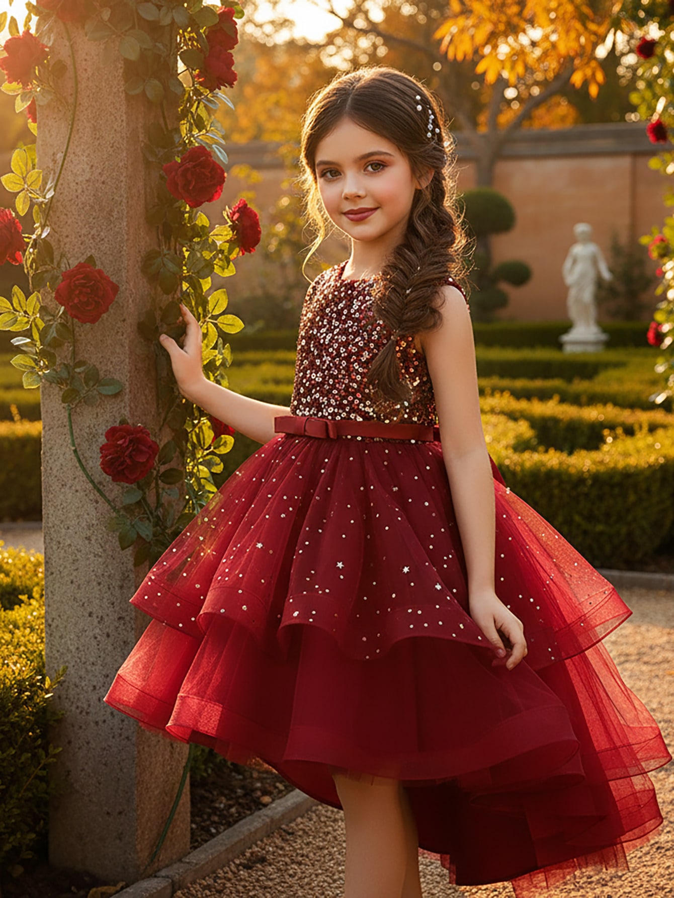 Toddler Girl Tulle Party Dress - Baby Girl Princess Floral Sequins Dress