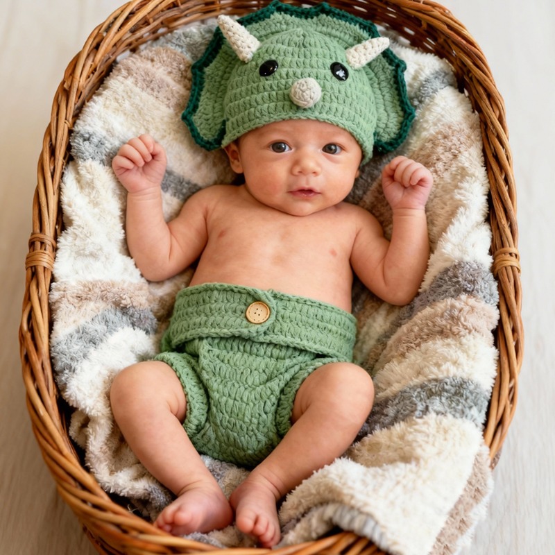 2pcs Crochet Dinosaur Newborn  - огляд і ціна Infant Photography Props Outfit