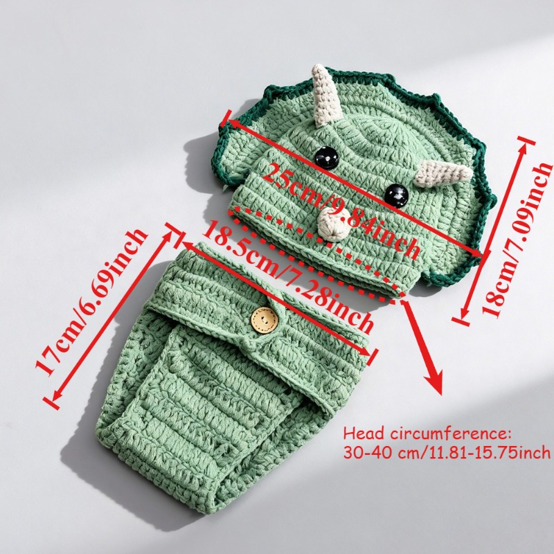 2pcs Crochet Dinosaur Newborn  - огляд і ціна Infant Photography Props Outfit