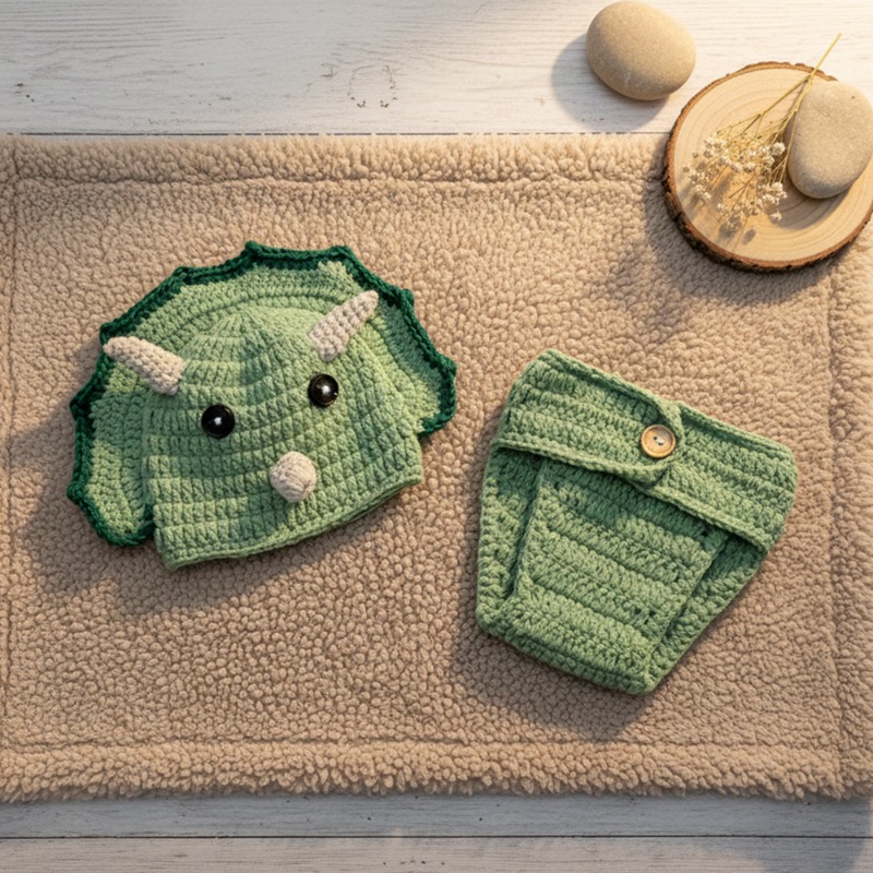 2pcs Crochet Dinosaur Newborn  - огляд і ціна Infant Photography Props Outfit