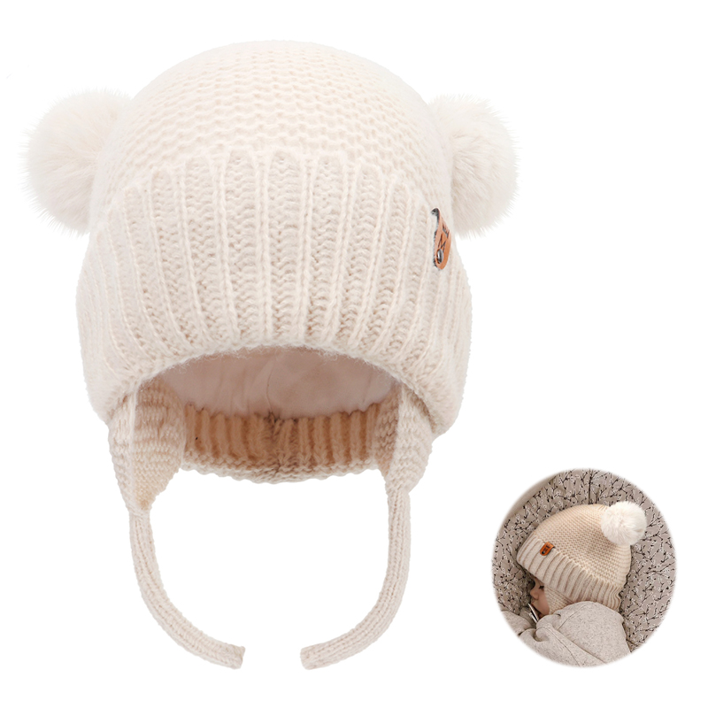 Baby Wool Hat Cute Fur Ball Ea - огляд і ціна Infant Beanie Hat With Ears