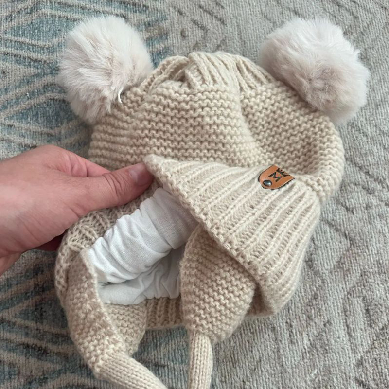 Baby Wool Hat Cute Fur Ball Ea - огляд і ціна Infant Beanie Hat With Ears