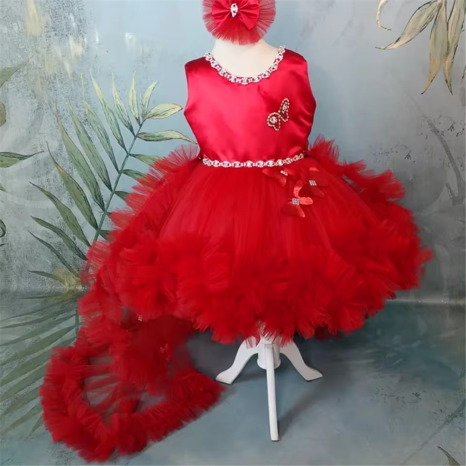 Customized Red Flower Girl Dre - огляд і ціна Toddler Girl Tulle Party Dress