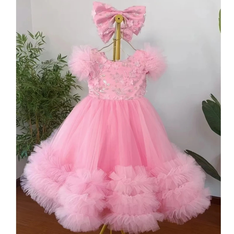 Customized Pink Flower Girl Dr - огляд і ціна Toddler Girl Tulle Party Dress