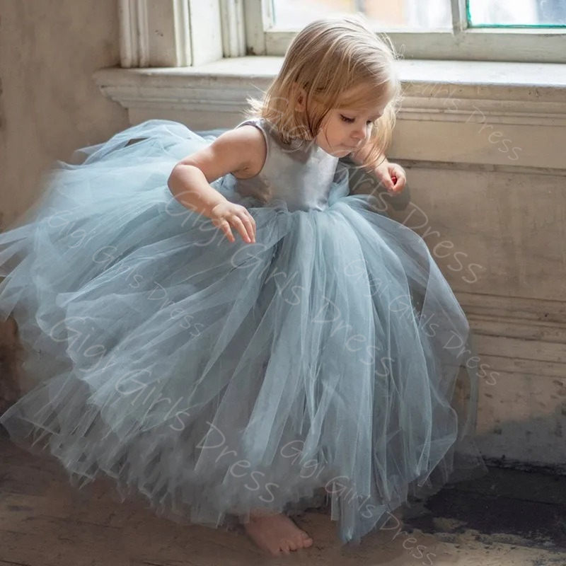 Blue Flower Girl Dress for Wed - огляд і ціна Toddler Girl Tulle Party Dress