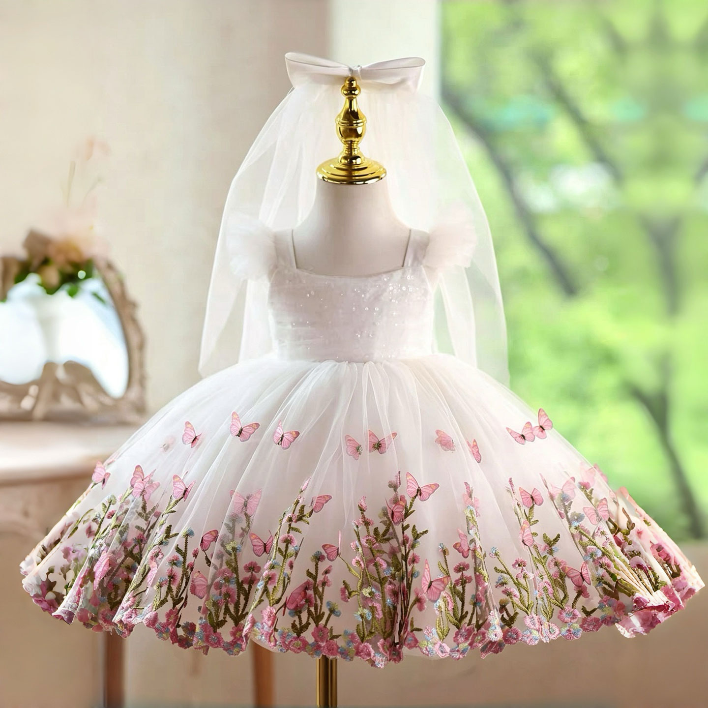 Jill Wish D277 White Butterfly - огляд і ціна Toddler Girl Tulle Party Dress