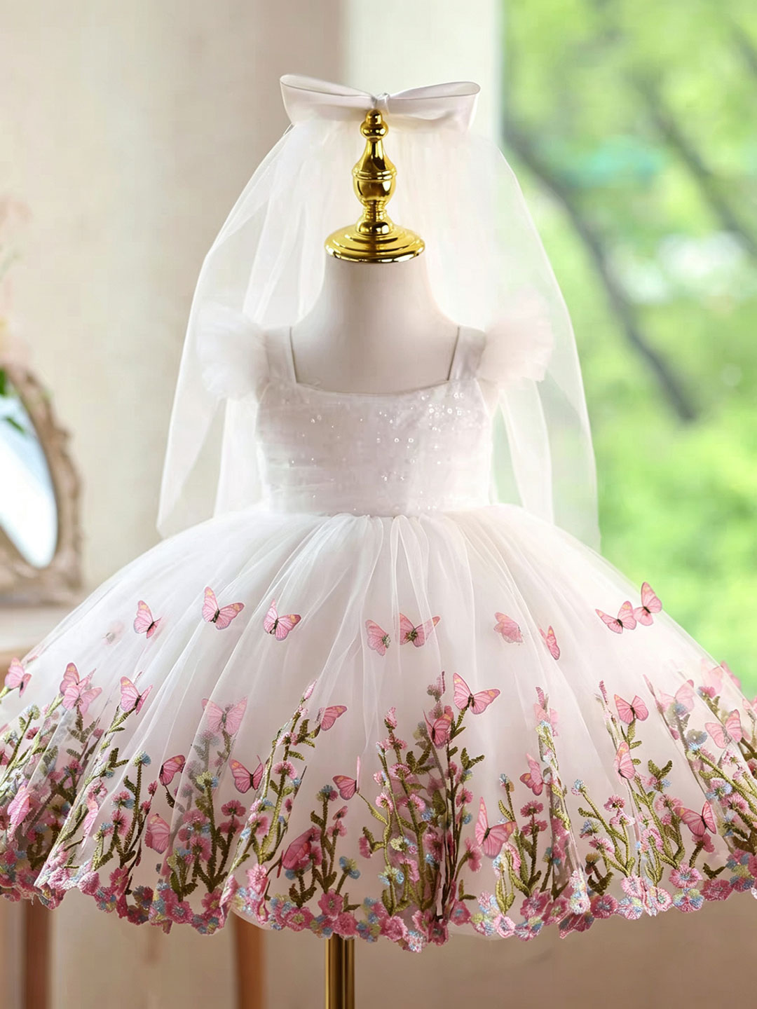 Jill Wish D277 White Butterfly - огляд і ціна Toddler Girl Tulle Party Dress