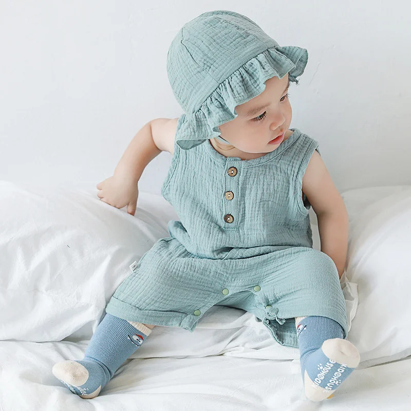 2Pcs/Set Baby Summer Clothing  - огляд і ціна Baby Summer Linen Sleeveless Jumpsuit